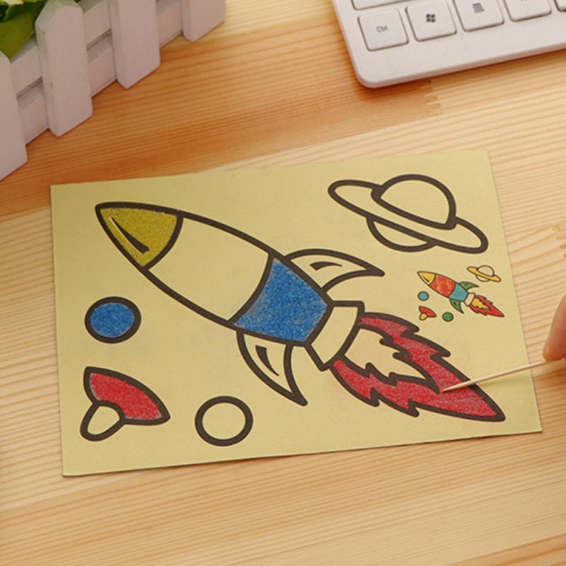 5/10Pcs Children Drawing Toys Set Colored Sand Painting Cards Stickers Creative DIY Drawing Paper Early Educational Learning Toy