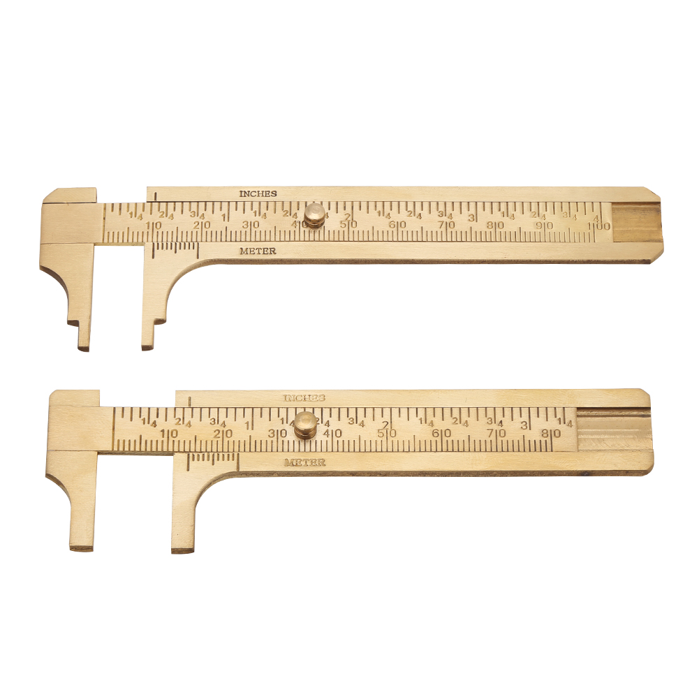 1pcs Brass Sliding Gauge Vernier Caliper Ruler Measuring Double Scales Mm/Inch Marking Gauging Ruler Measuring Instrument Tool