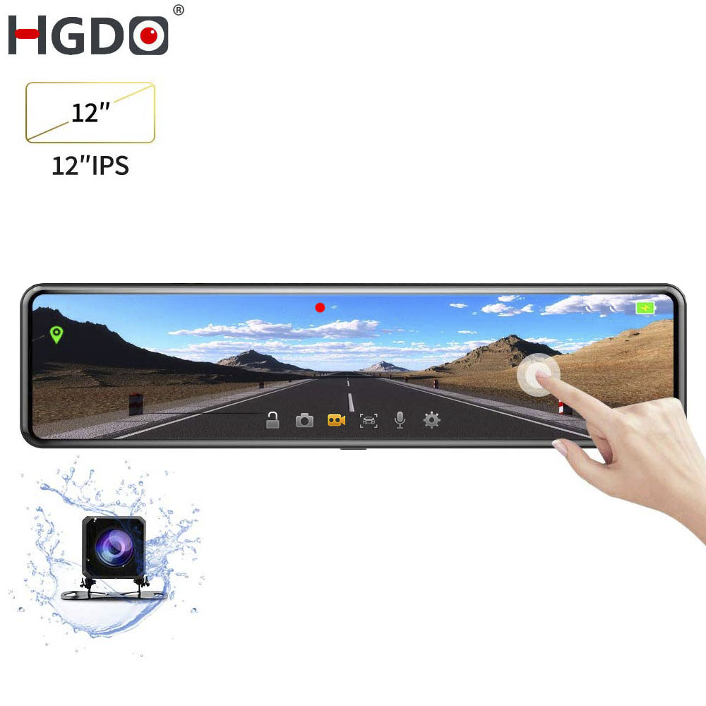 HGDO 12" 4G Wifi Car DVR Rearview Mirror Android 8.1 GPS Auto Registrar WiFi 2+32G FHD 1080P Dash Camera Driving Video Recorder