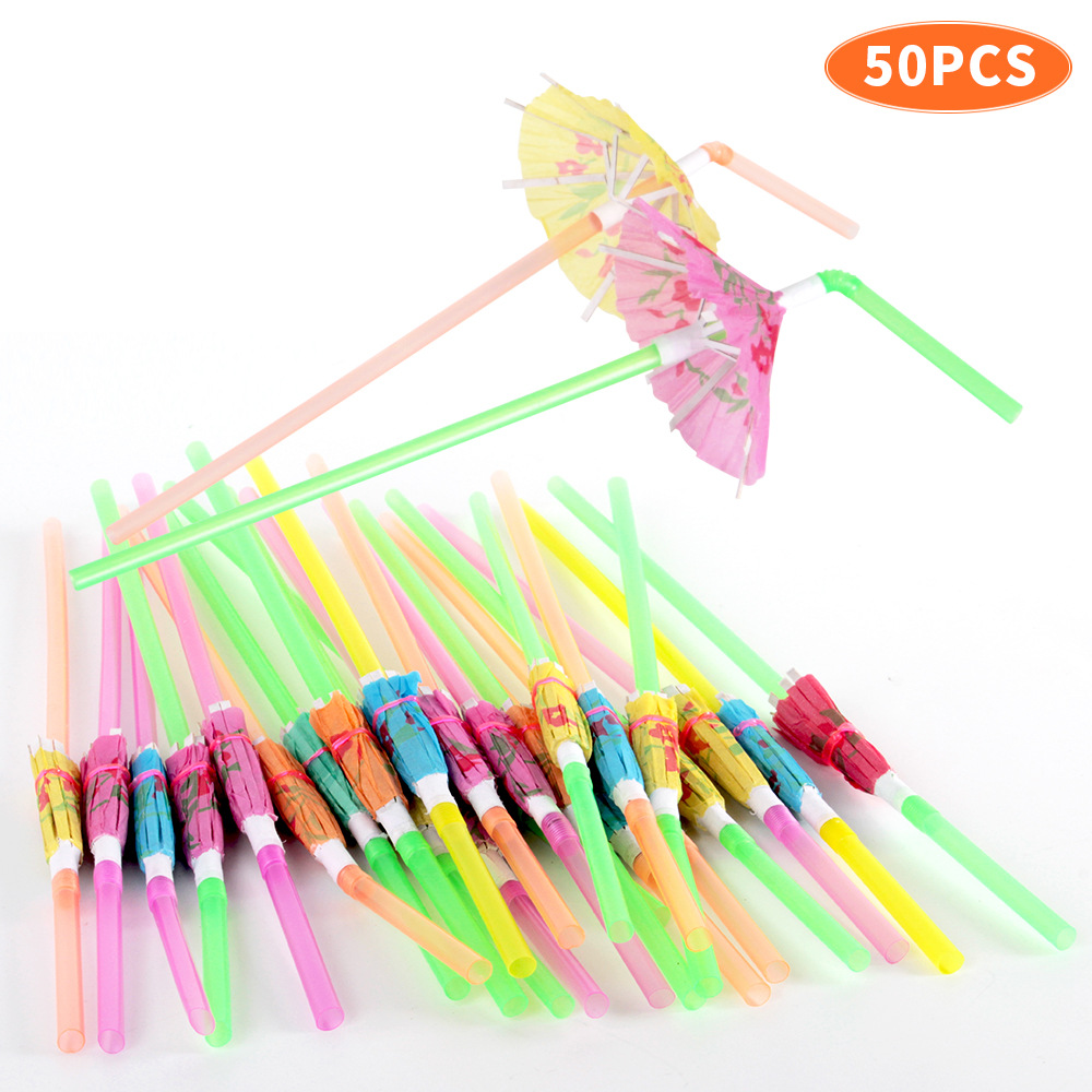 50pcs DIY Mini Umbrella Drinking Straw Table Decor Small Paper Umbrella Fruit Stick Birthday Party Wedding Decoration Supplies