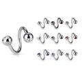 Double Gem Spiral Twist Belly Barbell Rings