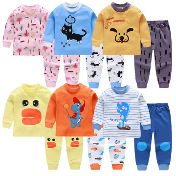 Cartoon Kids Pajamas Sets Cotton Boys Sleepwear Suit Warm Child Girl Pajamas Long Sleeve Tops+Pants 2pcs Children Clothing