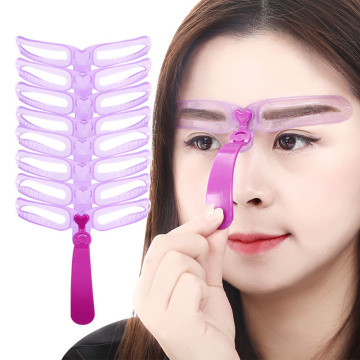 Reusable 8 In1 Eyebrow Shaping Template Helper Eyebrow Stencils Kit Grooming Card Lazy Eyebrow Defining Makeup Tools