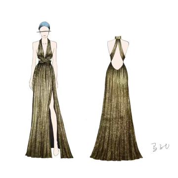 Halter Maxi Golden twilight fields Gown