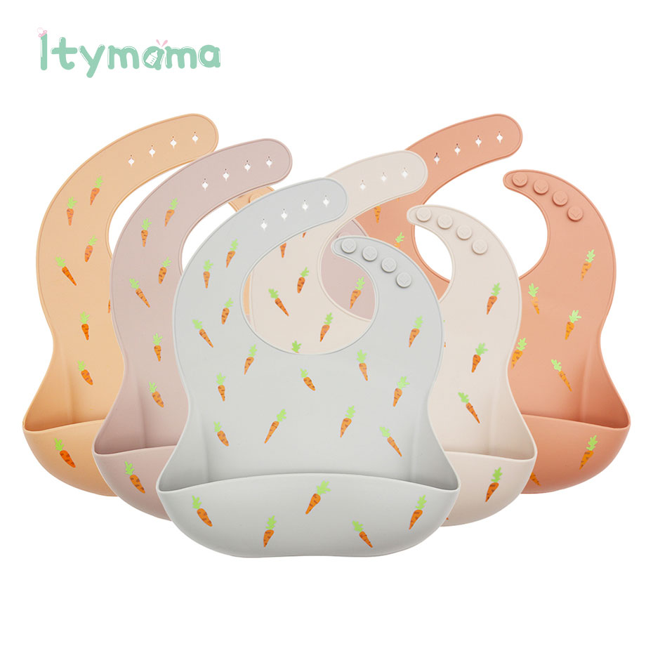 1PC Baby Silicone Bibs Waterproof Silicone Infant Baby Feeding Saliva Towel Burp Cloth Newborn Cartoon Aprons Bibs Adjustable