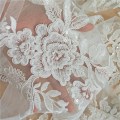 High-grade Sequine embroidery flower lace fabric wedding dress veil handmade diy children's clothes sew accessories