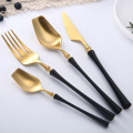 4Pcs/set Black Gold Cutlery Set 18/10 Stainless Steel Dinnerware Set Dinner Knife Fork Spoon Silverware Tableware Dropshipping