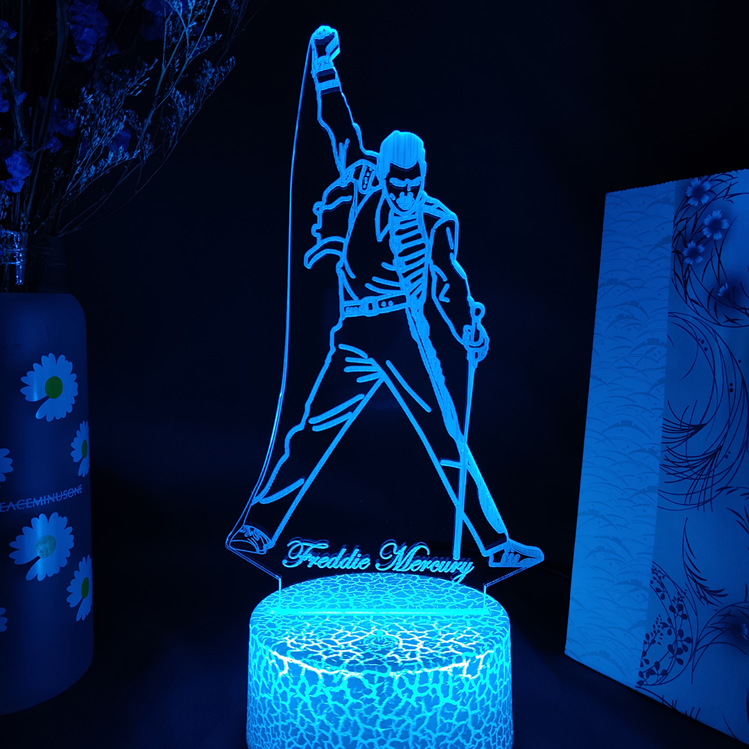 Freddie Mercury Live Concert Show Singing Silhouettes 3D Night Lamp Queen Band LED Sensor Lights Home Decoration Kids Xmas Gift