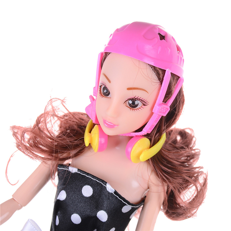 4PCS/Set Fancy Doll Shoes+headset+helmet For Barbie Kids Girls Toy Roller Play Accessories Dolls Decorative Toy Roller Skate