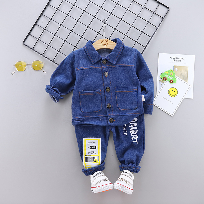 baby boys clothing sets boys 2020 new children's autumn casual denim jacket two-piece suit 0-4yrs baby wear