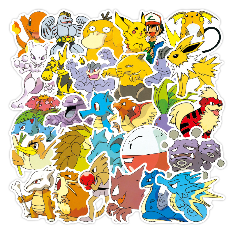 100 Pcs Cartoon Pokemon Graffiti Stickers Waterproof Decals DIY for Notebook Luggage Cup Laptop Car Styling Stationery Sticker