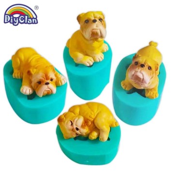 Mini Bulldog Silicone Mold For Cake Decoration Small Dogs Theme Candle Mould Plaster Cement Polymer Clay Animal Form