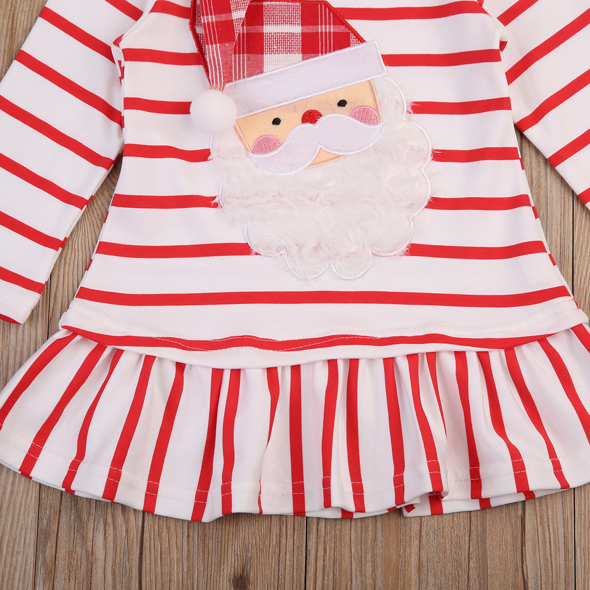 Citgeett Autumn New Baby Girls Christmas Santa Claus Little Girls Cute Casual Xmas Striped Dress Clothes 0-5Y