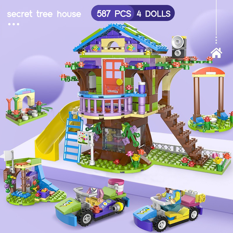 1049pcs Secret Friends Tree House City Building Blocks Girls DIY Stacking Bricks Toys For Children With Figures Dolls And Cars