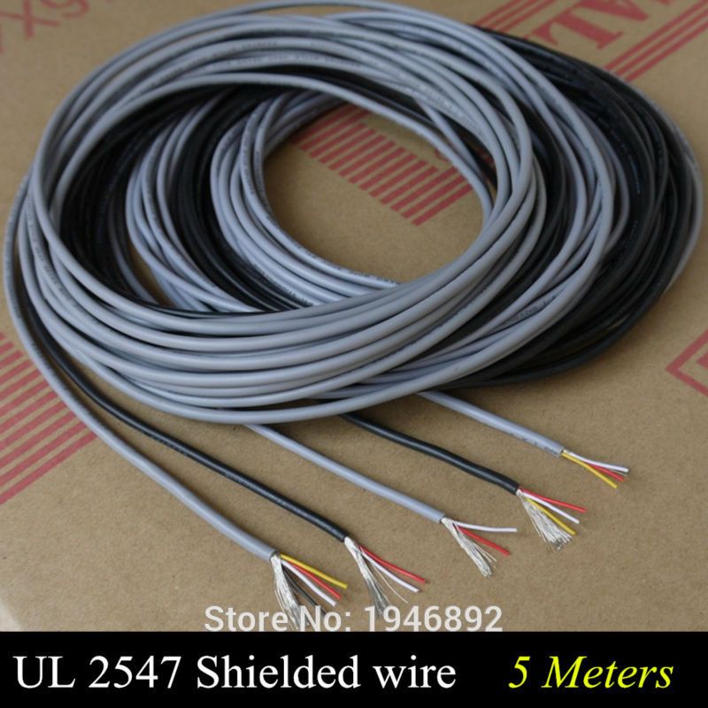 5 Meters High Quality UL 2547 28/26/24 AWG Multi-core control cable copper wire shielded audio cable headphone cable signal line