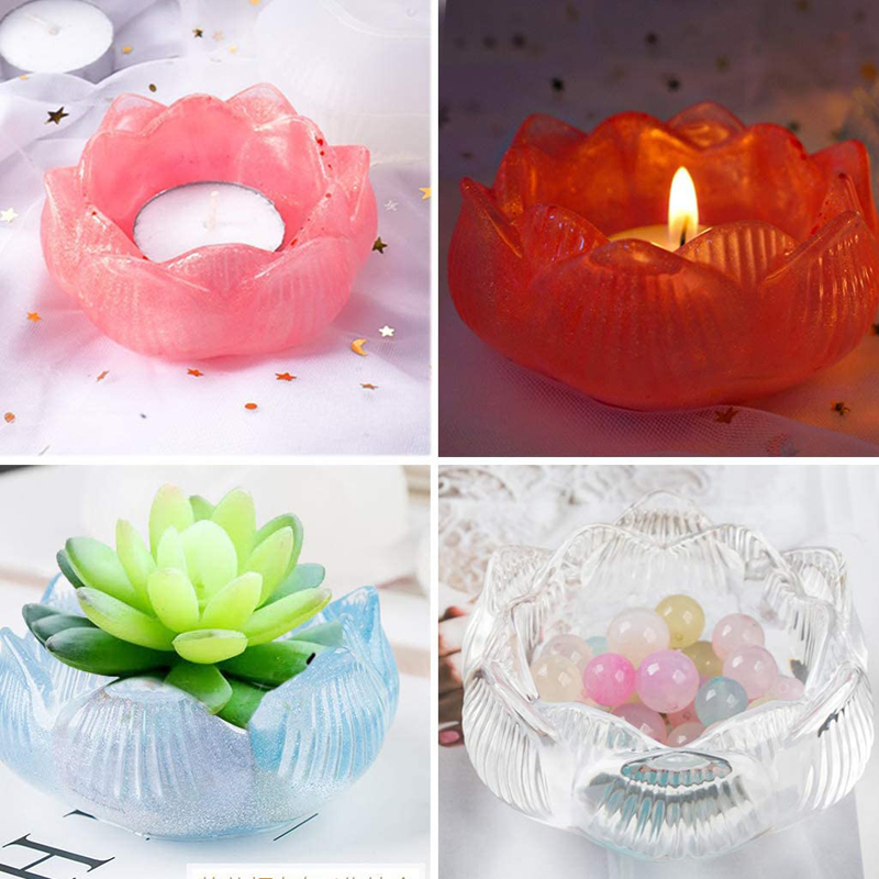 Bamala Lotus Flower Resin Molds Epoxy Resin Molds for DIY Candlestick, Jewelry Storage Box, Tray Flower Pot, DIY Christmas Gifts