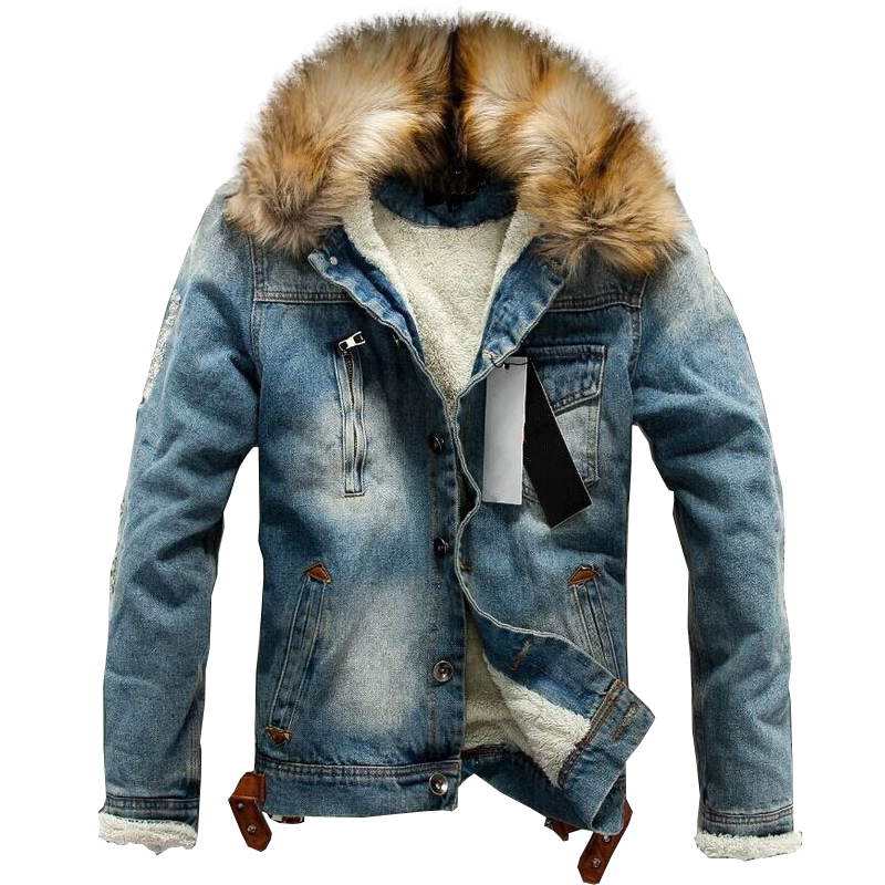 Drop Shipping 2021 New Men Jeans Jacket and Coats Denim Thick Warm Winter Outwear Fleece Retro Jacket Cashmere Bomber Coat S-6XL