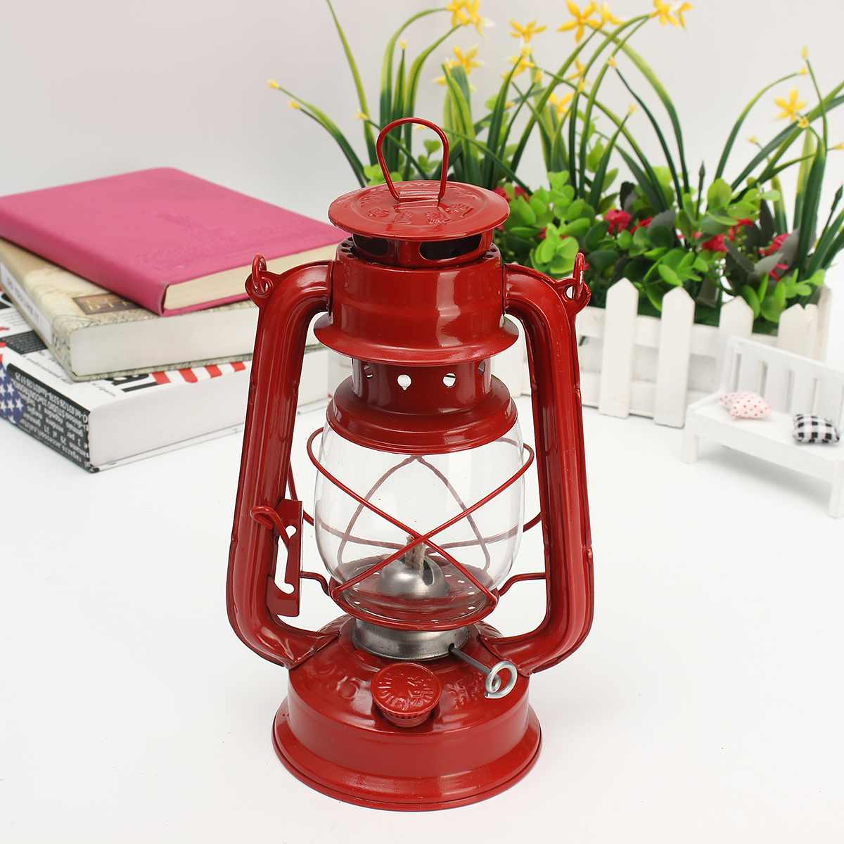 Portable Handheld Oil Lamp Iron Retro Style Candlestick Outdoor Lighting Home Decoration 4 Colors Lantern Kerosene Camping Lamp