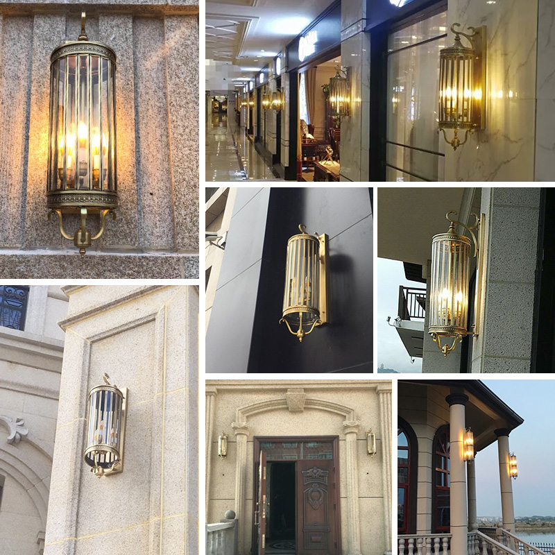 Popular retro outdoor copper wall light favorable europe villa sconce lamp waterproof exterior garden doorway lighting