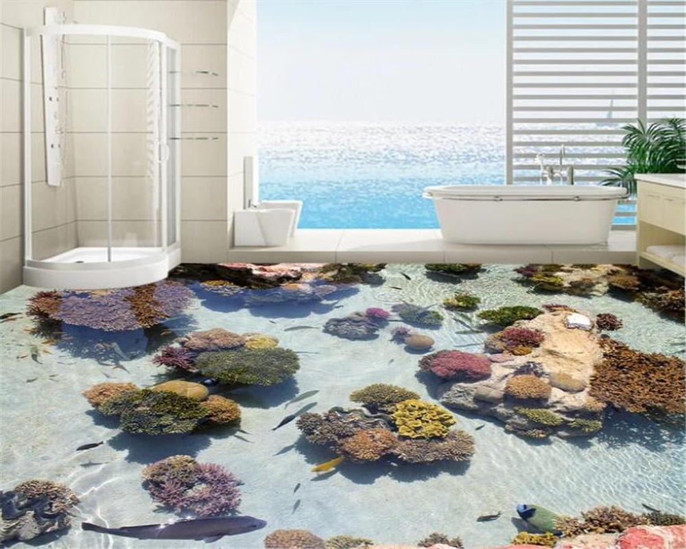 European style carpet non-slip waterproof self-adhesive bedroom 3D floor tiles Custom home bathroom 3D wallpaper Beibehang