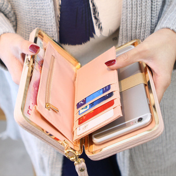 New Long Women Heel Purses Box Wallets Card Holder Mobile handbag Case Storage Bag Home Bow Mobile Phone Female Wallet