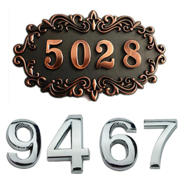 Number 0 to 9 3D Numeral Plaque House Drawer Sign Plating Gate Digits Plastic Tag Hotel Home Sticker Address Door Label