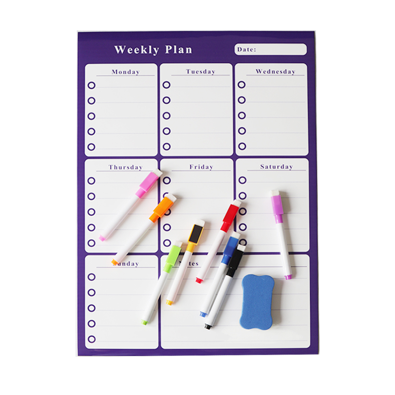 Magnetic Weekly&Monthly Planner Calendar Dry Erase Board Write Delete File Erasable Markers Message Memo Teaching Door Stickers