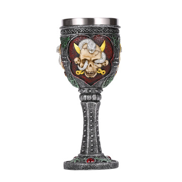 Skull Resin Stainless Steel Goblet 200ml Silver Snake Wine Glass Horrible Cocktail Glasses Whiskey Cup Pub Bar Gothic Drinkware