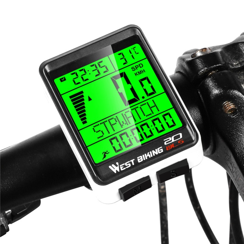 WEST BIKING LED Waterproof Bicycle Computer Wireless 5 Language Cycling Bike Odometer Stopwatch Speedometer 2.1in Bike Computer