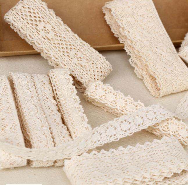 30 yard Diy Handmade Patchwork Cotton Material Cotton Lace Ribbon Beige Color Cotton Lace TRIM crochet lace