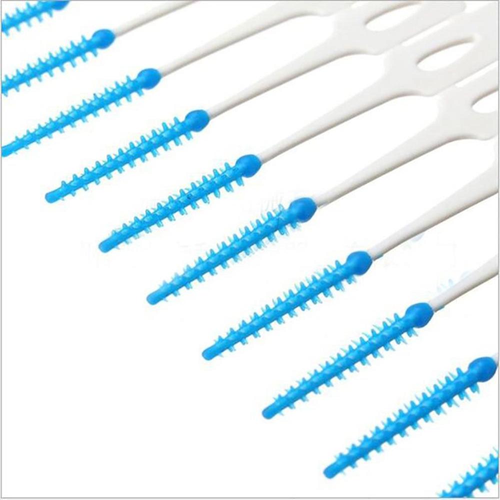 40 Transparent Boxes Interdental Brush Elastic Massage Soft Rubber Toothpick Dual Use Oral Care Cleaning