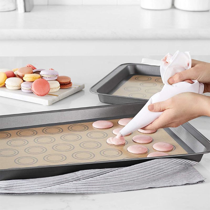 2pcs Non Stick Silicone Dough Macaroon Tray Oven Baking Fondant Pastry Mould Sheet Mat Pad