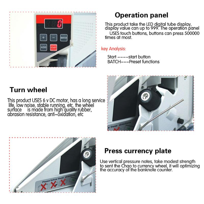 Mini Portable Handy Money Counter for most Currency Note Bill Cash Counting Machine EU-V40 Financial Equipment EU Plug