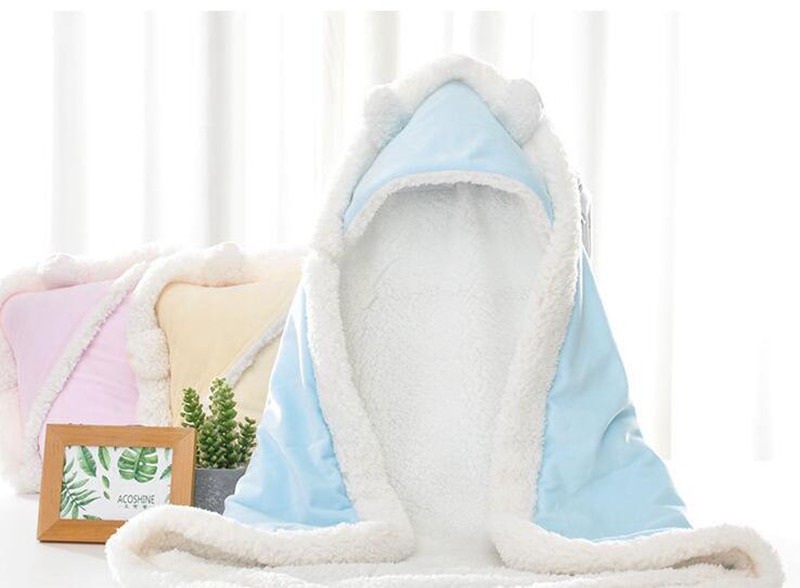 Winter Warm Baby Boys Girls Blanket Wrap Double Layer Fleece Baby Swaddle Sleeping Bag For Newborns Baby Bedding Blanket Kids