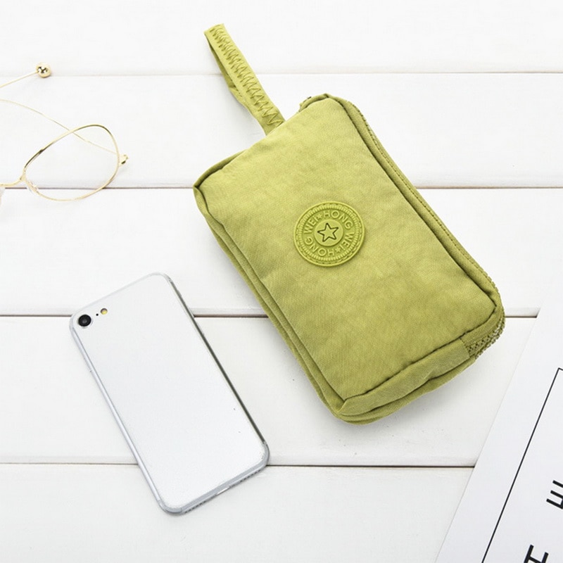 LITTHING Fashion Womens Wallets Solid 3 Layer Canvas Phone Bag Short Wallet Three-Layer Zipper Coin Card Key Purse Makeup Bag