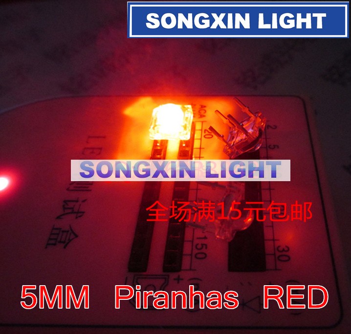 200pcs High Quality LED 5MM Piranha Red Round Super Flux Leds 4 pin Dome Wide Angle Super Bright Light Lamp For Car Light