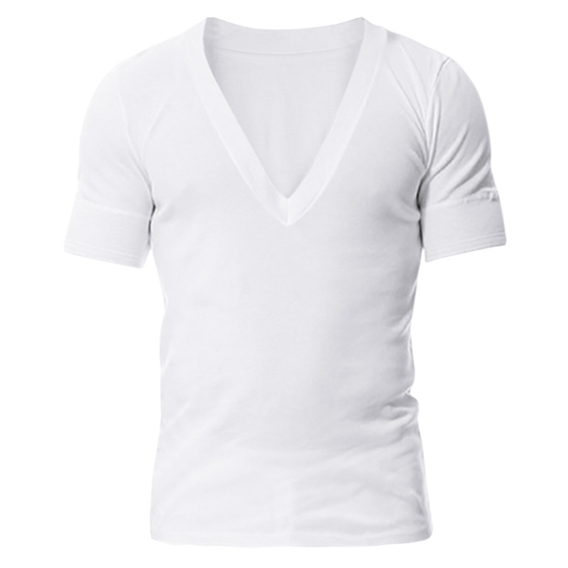Men's Plus Size Undershirts Short Sleeve Deep V Neck Men White T-Shirt Modal 5XL 6XL 2020 Summer Modal Undershirt Top Tees 3003