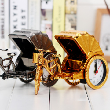 Classic Vintage Style Retro Rickshaw Design Alarm Clock Desk desktop Table Clock Home Office Decor Birthday Gift for Children