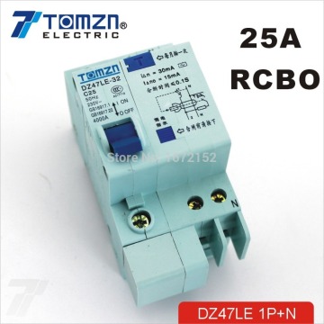 DZ47LE 1P+N 25A C type 230V~ 50HZ/60HZ Residual current Circuit breaker with over current and Leakage protection RCBO