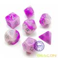 Bescon Two Tone Glowing Polyhedral Dice 7pcs Set FROSTY AMETHYST, Luminous RPG Dice Glow in Dark, DND Role Playing Game Dice