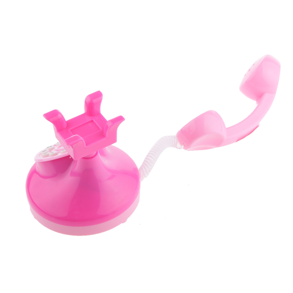 Kids Children Mini Plastic Home Appliance Toys with Light & Sound, Birthday Gift - Pink Telephone