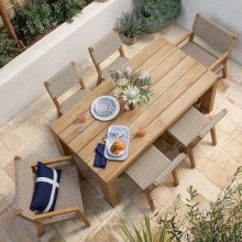 High Quality Home Furniture Teak Wood Waterproof Patio Hotel Wooden Dining Garden Outdoor Table