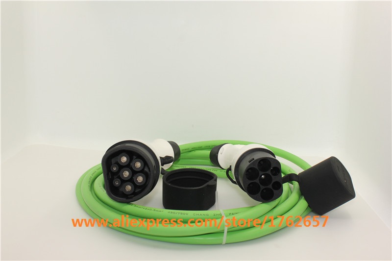 16A EV plug IEC62196-2 three phase Type 2 to Type 2 Mennekes female to male connector electric vehicle charging station charger