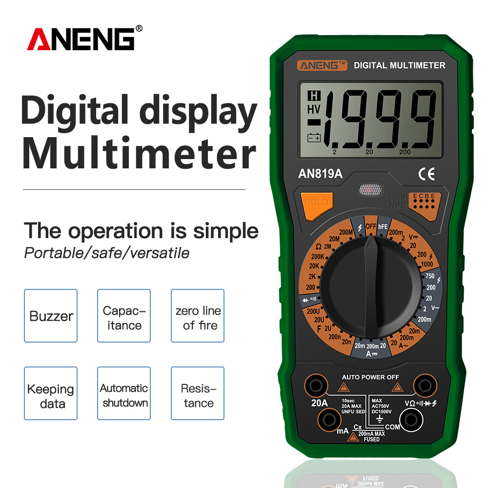 ANENG AN819A Digital Multimeter True Rms Digital Multimeter Tester Voltmeter Battery Tester EsrMeter Digital Display Electrical