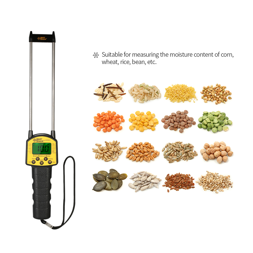 New 4 Languages Handheld LCD Digital Display Grain Moisture Meter Smart Sensor with Probe Resistance Method For Crop With Manual