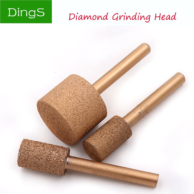 1pcs 6mm Shank Dia 12-25mm Brazed Diamond Grinding Head Burrs Carving Peeling Bits For Jade Stone Concrete Ceramic Diamond Mill