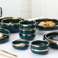 Nordic Dark Green Gilt Glaze Ceramic Tableware Set Simple Household Dishes and Dishes for Hotel Restaurants
