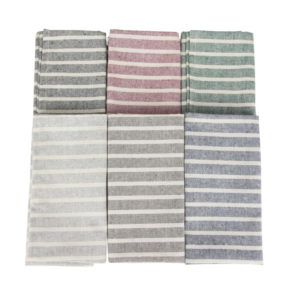 Set Of 12 Striped cloth Napkins 30 x 40cm cotton linen dinner table Napkins fabric placemats 6 colors