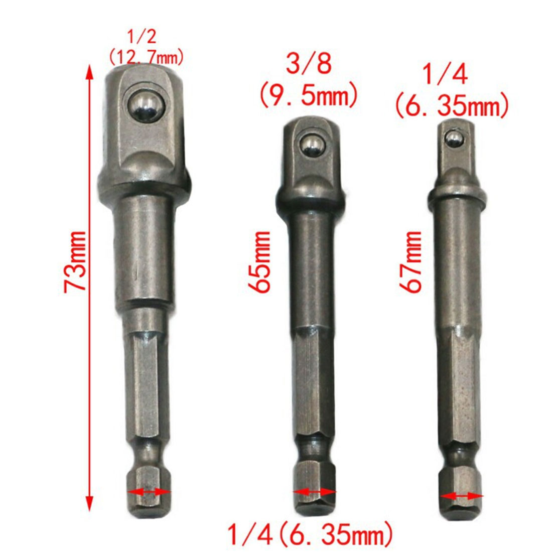 Ratchet Wrench 1/4" 3/8" 1/2" Chrome Vanadium Steel Socket Adapter Hex Shank to Extension Drill Bits Bar Hex Bit Set Power Tools