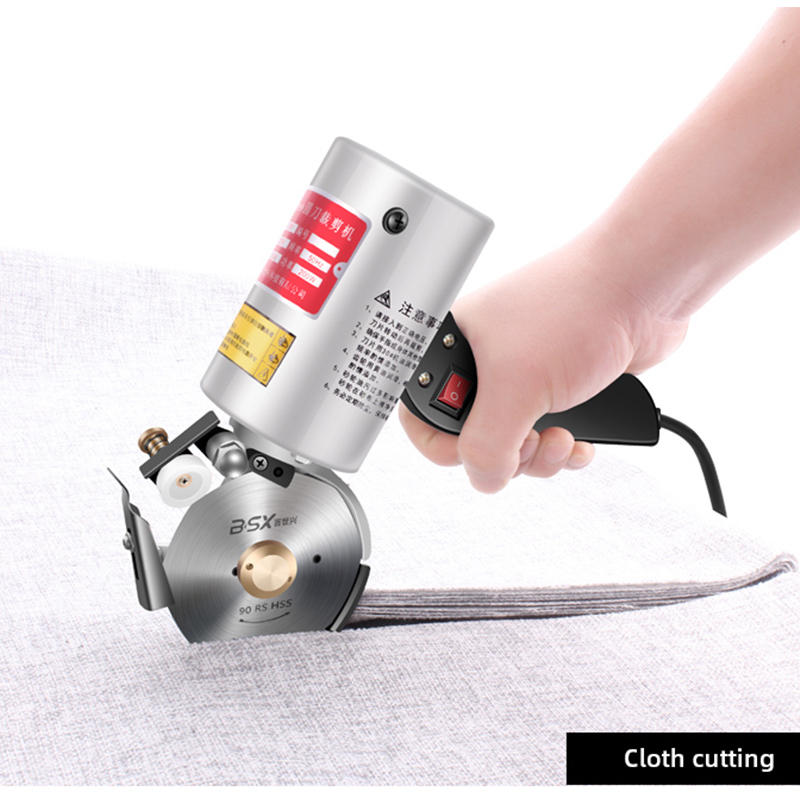 Electric Scissors 200W 90mm Blade Electric Cloth Cutter Fabric Round Knife Cutting Machine Power